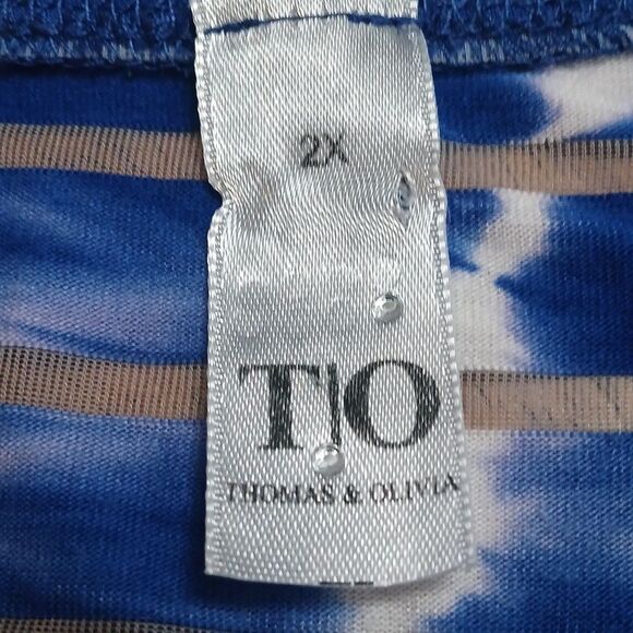 Thomas & Olivia royal blue and white tie dye tunic with rhinestones Sz 2X - Picture 7 of 7